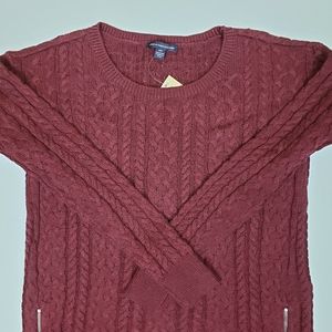 American Eagle Cable Knit Sweater with Zippers NWT